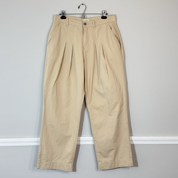 POL Pants - POL Pleated Khaki Pants Women's Size M Wide Leg High Rise Cotton Coastal Boho